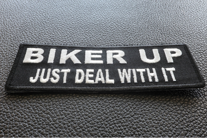Biker Up Just Deal With It Patch Biker Up Just Deal With It Patch diagonal view