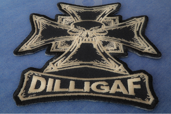 Dilligaf Skull and Cross Patch diagonal view