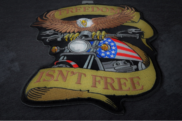 Eagle on Motorcycle Freedom Isn't Free Patch diagonal view