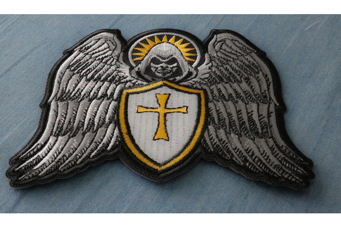 Guardian Angel Biker Patch diagonal view