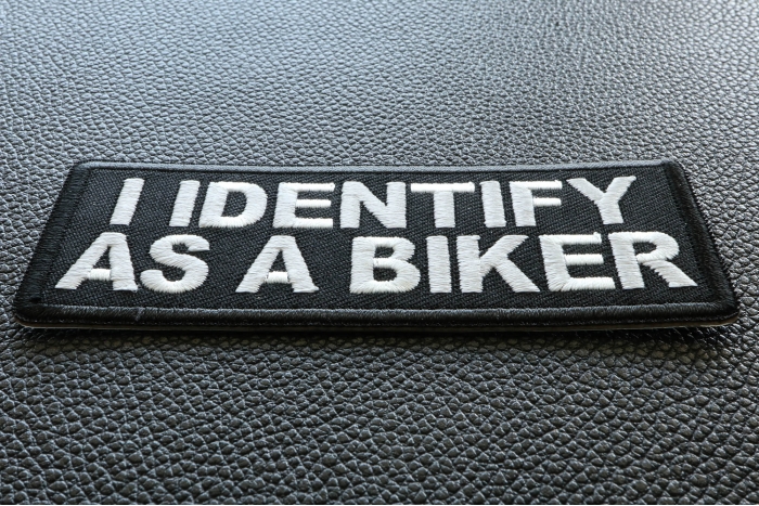 I Identify as a Biker Patch diagonal view