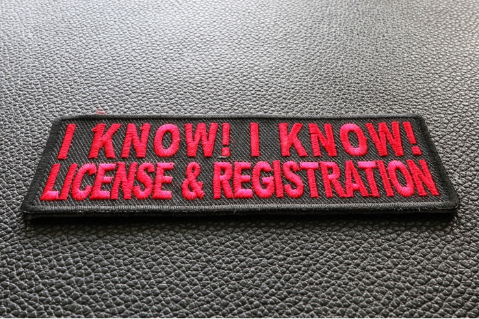 I Know I Know License and Registration Patch diagonal view