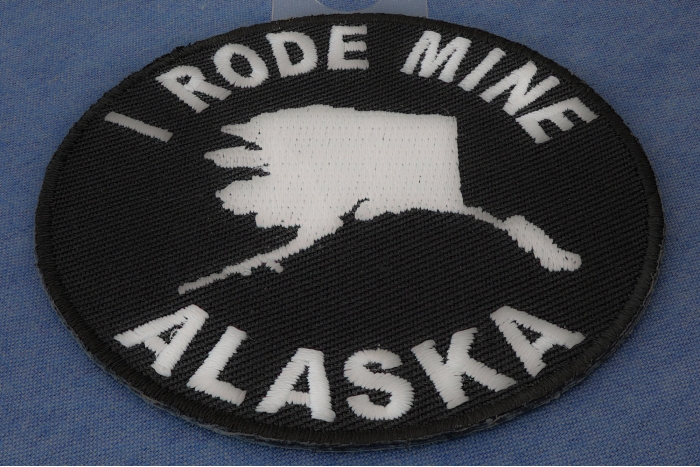 I Rode Mine To Alaska Patch diagonal view