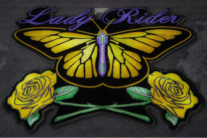 Butterfly Roses Lady Rider Patch diagonal view