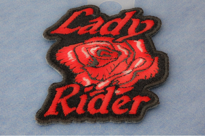 Lady Rider Red Rose Patch diagonal view