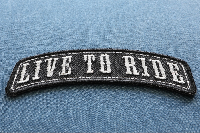 Live To Ride Patch diagonal view