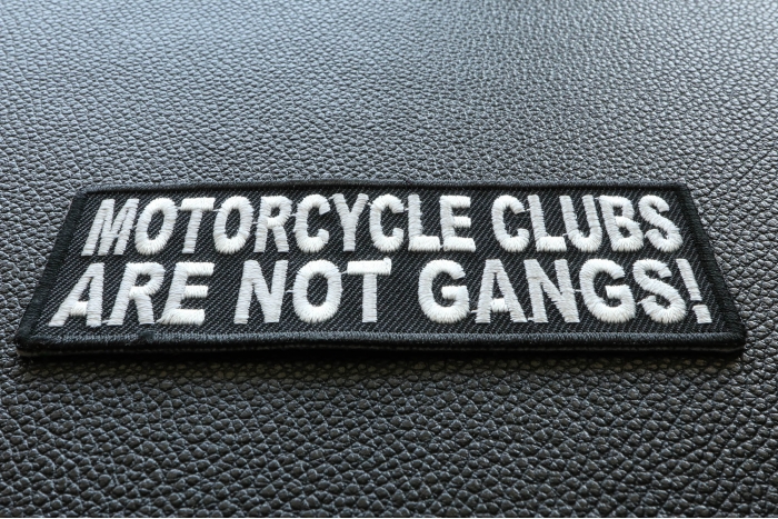 Motorcycle Clubs Are Not Gangs Patch diagonal view