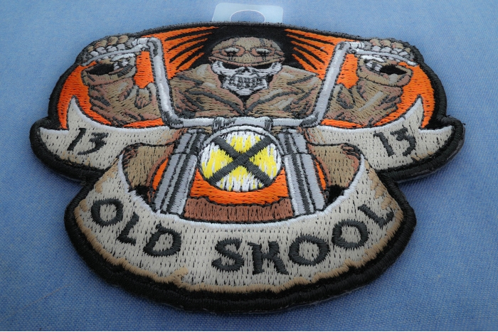 Old Skool Motorcycle Skeleton Patch diagonal view