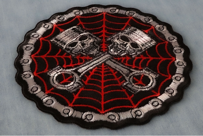 Spider Web Piston Skull Patch diagonal view