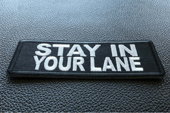 Stay in Your Lane Patch diagonal view