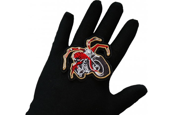Spider Motorcycle Patch, Motorcycle Patches shown on hand for size comparison