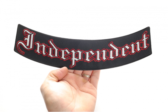 Independent  Patch, Large Back Patches shown on hand for size comparison