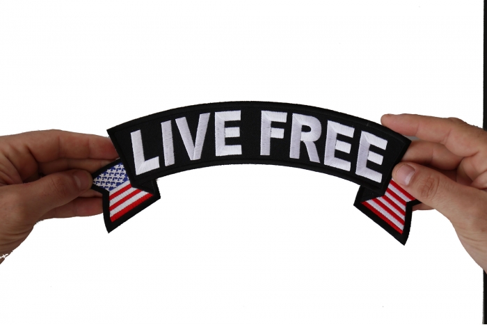 Live Free Patch, Large Back Patches shown on hand for size comparison