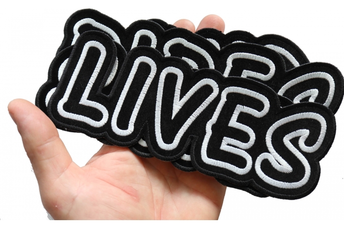 Loud Pipes Save Lives Large Biker Patch Set, Large Back Patches shown on hand for size comparison