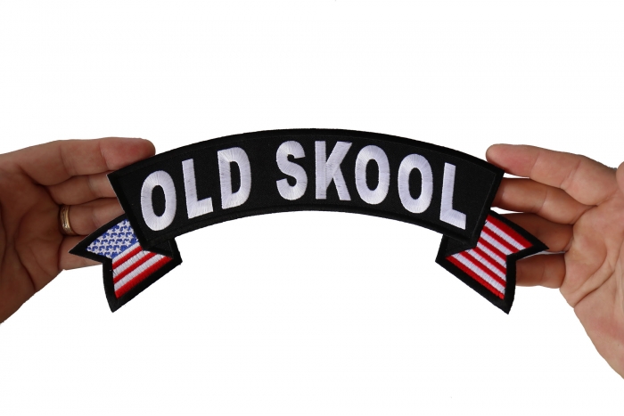 Old Skool Patch, Large Back Patches shown on hand for size comparison