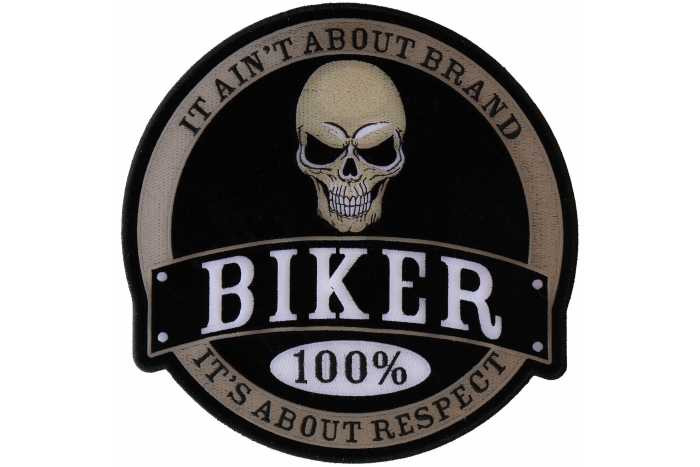 It Ain't About Brand Biker 100% It's All About Respect Skull Patch