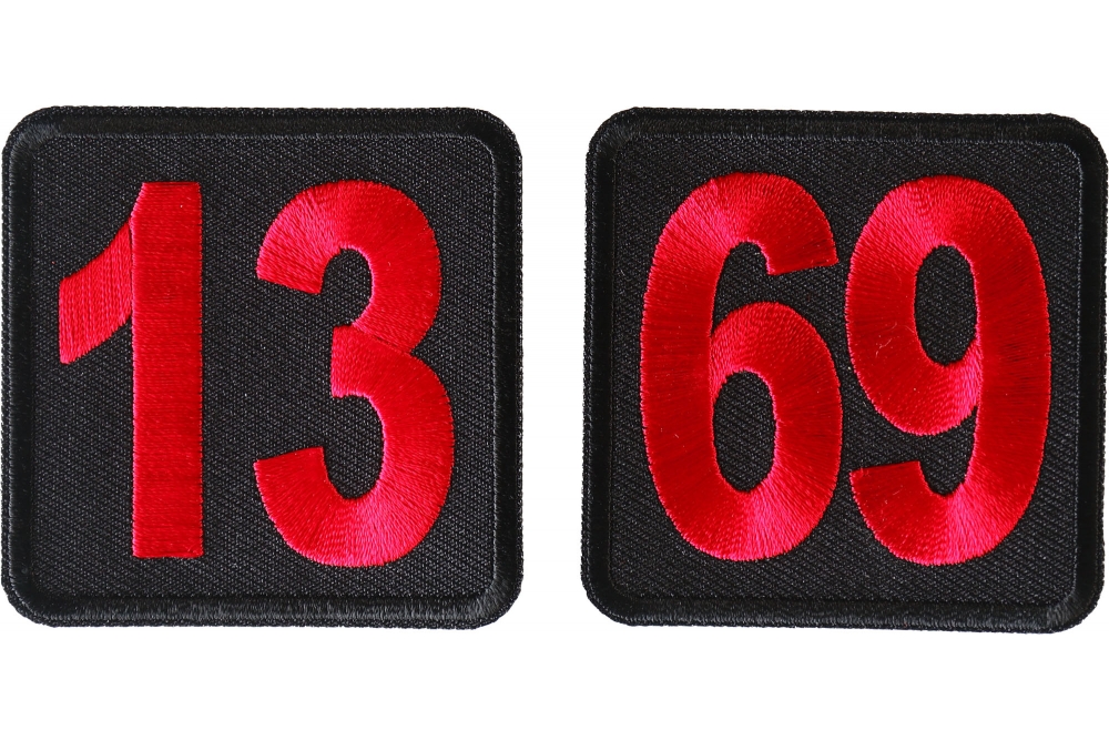 13 and 69 Iron on Biker Patch Set