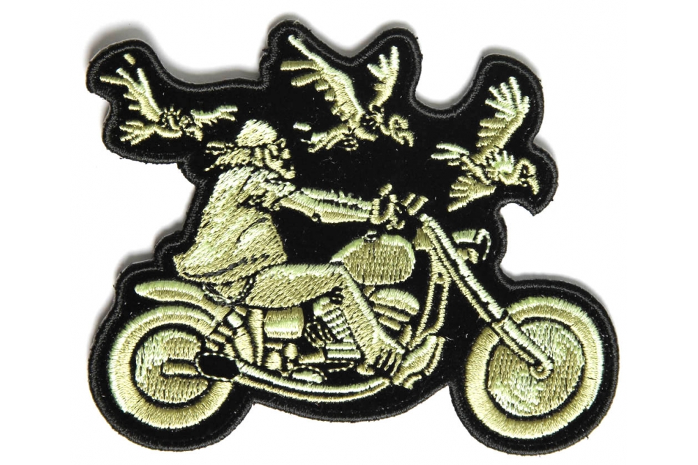 3 Vultures and Biker Small Fun Patch
