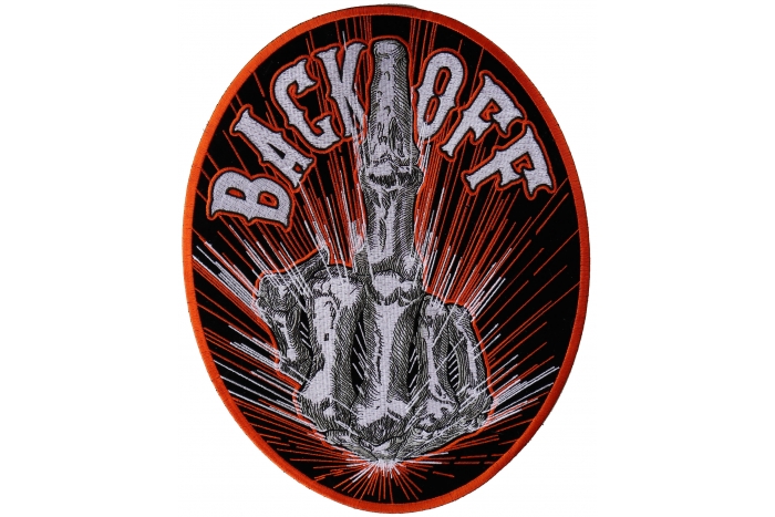 Back Off with Middle Finger Large Biker Back Patch Back Off with Middle Finger Large Biker Back Patch