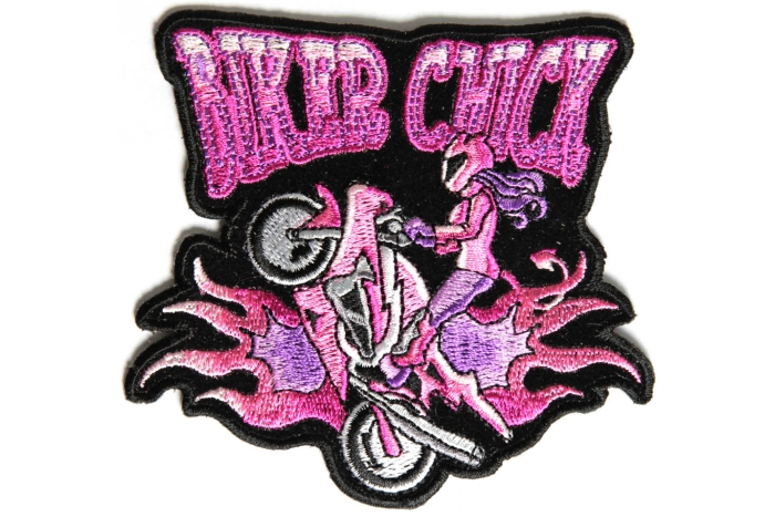 Biker Chick Small Wheeley Girl Patch In Pink