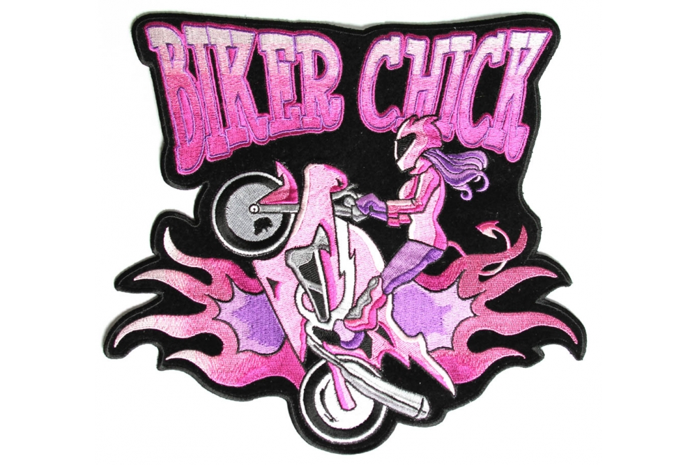 Biker Chick Wheeley Girl Large Ladies Back Patch