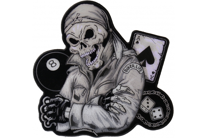 Biker Life 8 Ball Ace of Spades Skull Patch Video Biker Life 8 Ball Ace of Spades Skull Patch Video