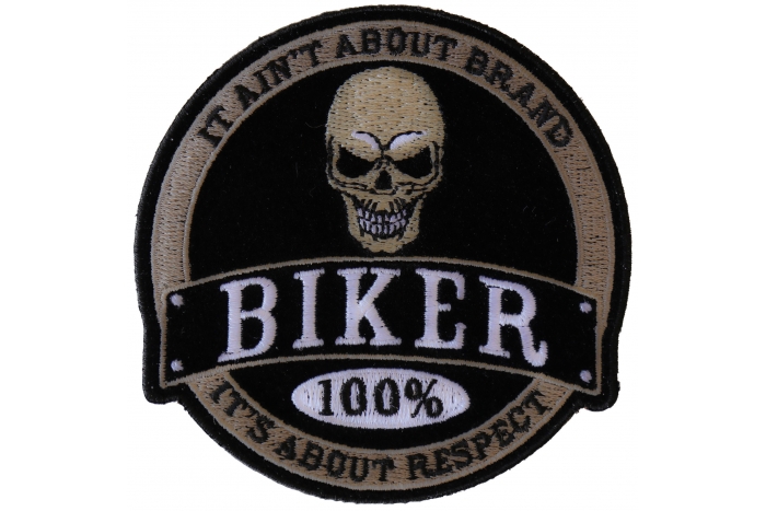 100 Percent Biker Skull, It Ain't About Brand It's About Respect Patch