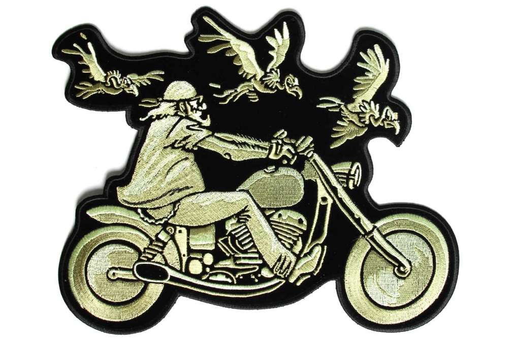 Biker and Vultures Large Back Patch