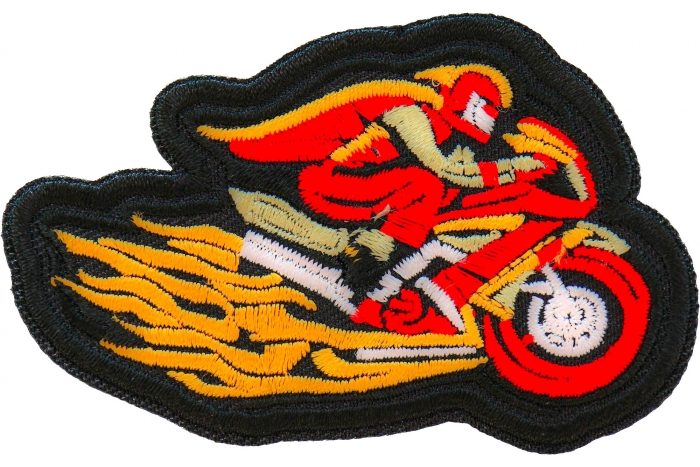 Red Cape Biker on Motorcycle Patch