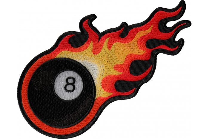Flaming 8 Ball Iron on Biker Patch