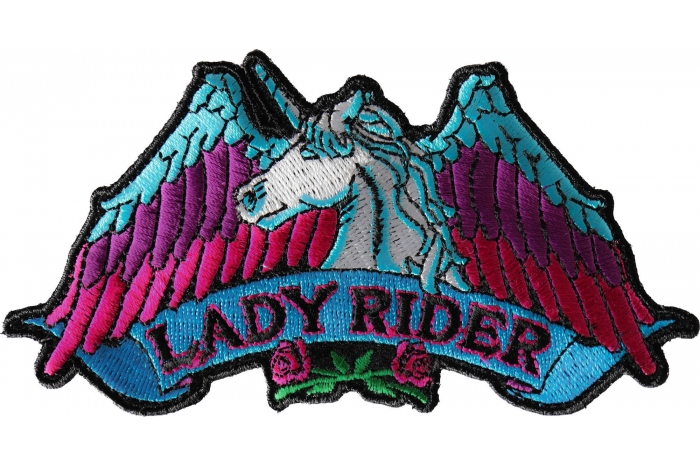 Lady Rider Unicorn Biker Patch