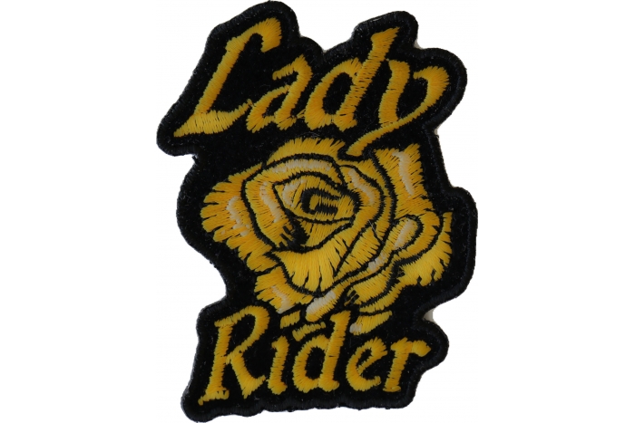 Lady Rider Yellow Rose Iron on Patch for Lady Bikers