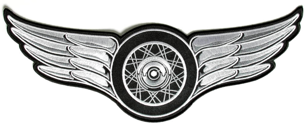 Winged Wheel White Large Back Patch
