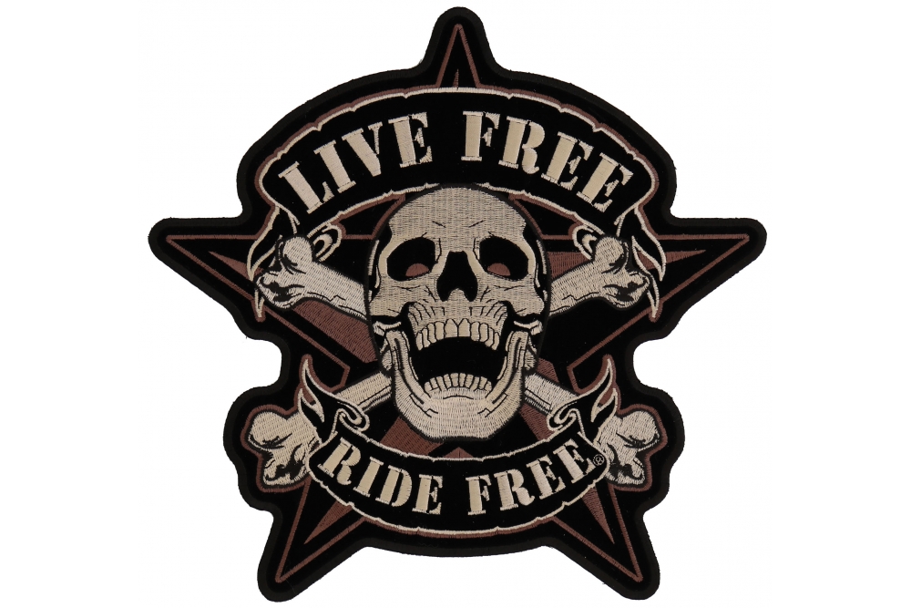 Live Free Ride Free Sheriff Star Large Biker Back Patch
