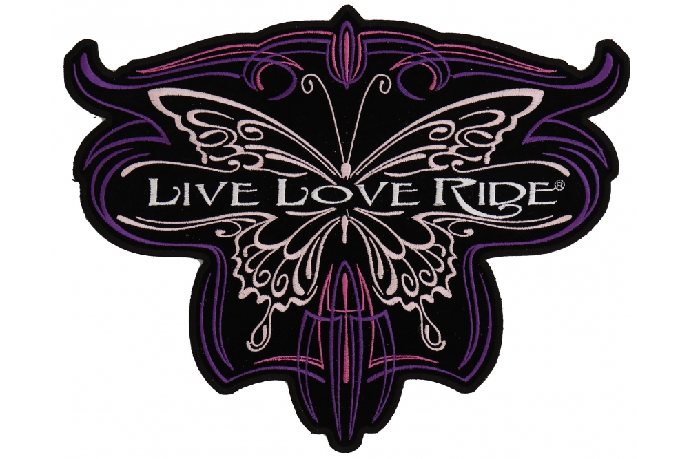 Live Love Ride Butterfly Lady Biker Back Patch