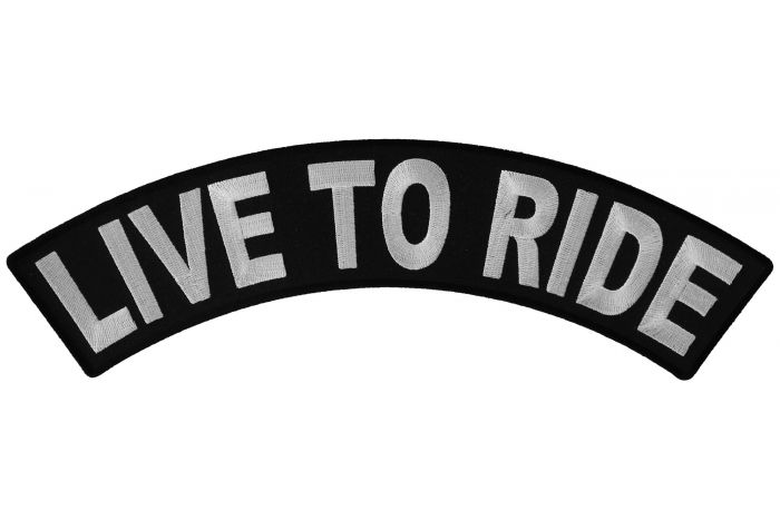 Live To Ride Large White Rocker Patch Live To Ride Large White Rocker Patch