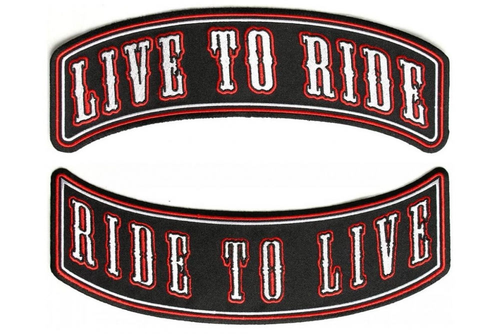Live To Ride Ride To Live 2 Piece Biker Back Patch Set Of Upper and Lower Rockers