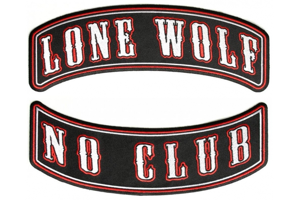 Lone Wolf No Club 2 Piece Biker Back Patch Set