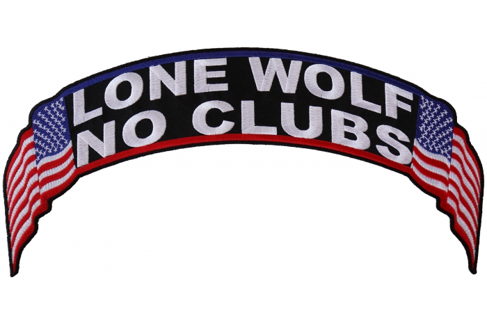 Lone Wolf No Clubs US Flag Rocker Patch Lone Wolf No Clubs US Flag Rocker Patch