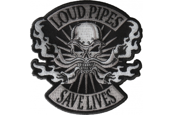 Loud Pipes Save Lives Skull and Pipes Patch