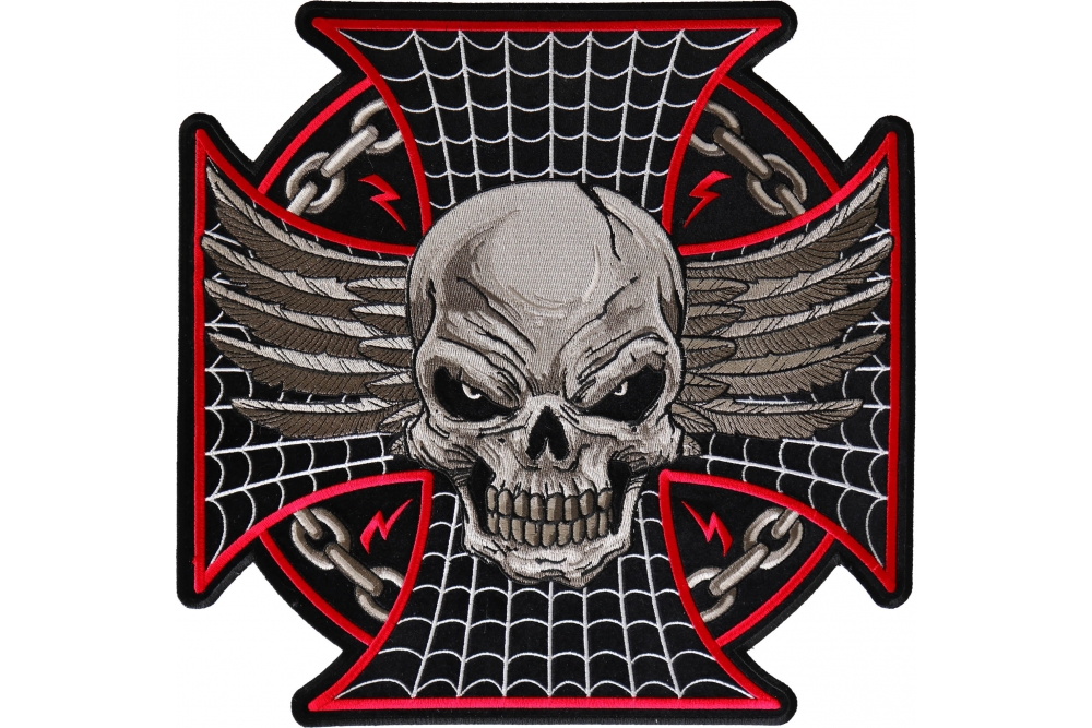 U-Sky Sew or Iron on Patches, 3pcs Cross Bone Skull Head Iron Patches for  Jacket, White Embroidery Patches for Clothing, Patches for Backpacks, Size