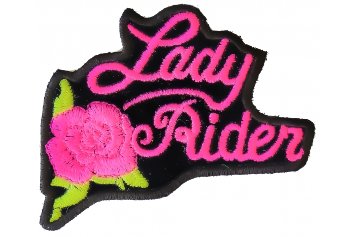 Pink Lady Rider Rose Biker Patch