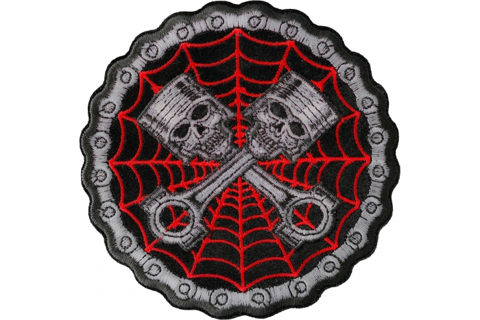 Spider Web Piston Skull Patch