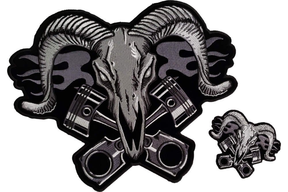 Ram and Pistons Biker Patch Set of Small and Large