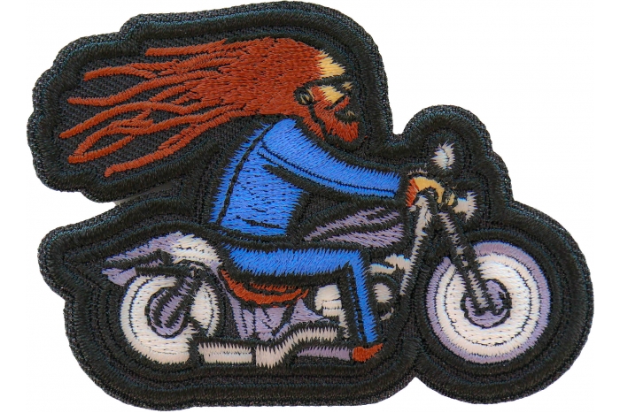 Hair in the Wind Biker on Motorcycle Patch