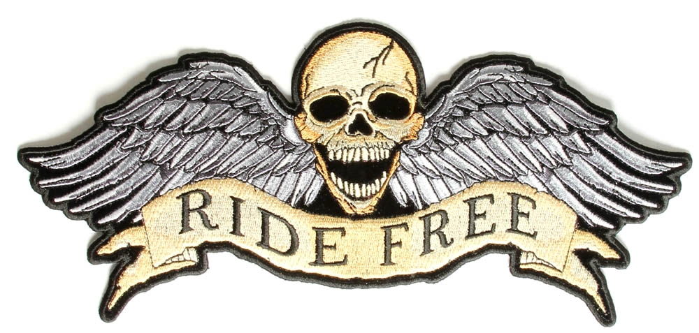 Ride Free Skull With Wings Patch Large