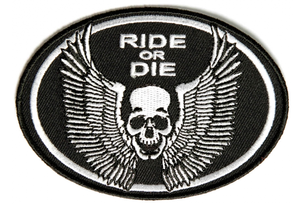 Ride or Die Small Skull With Wings Patch