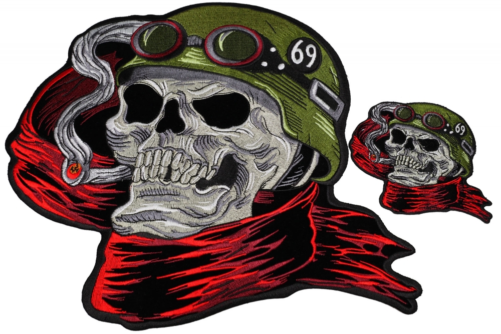 Set of 2 Biker Skull Patches