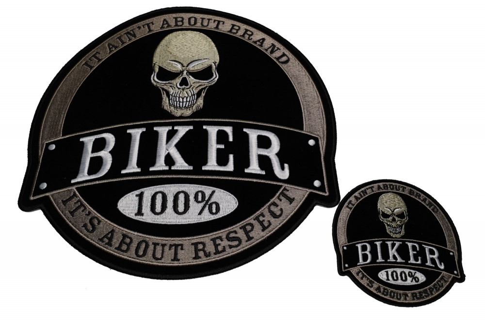 Set of 2 Small and Large Biker Skull Patches