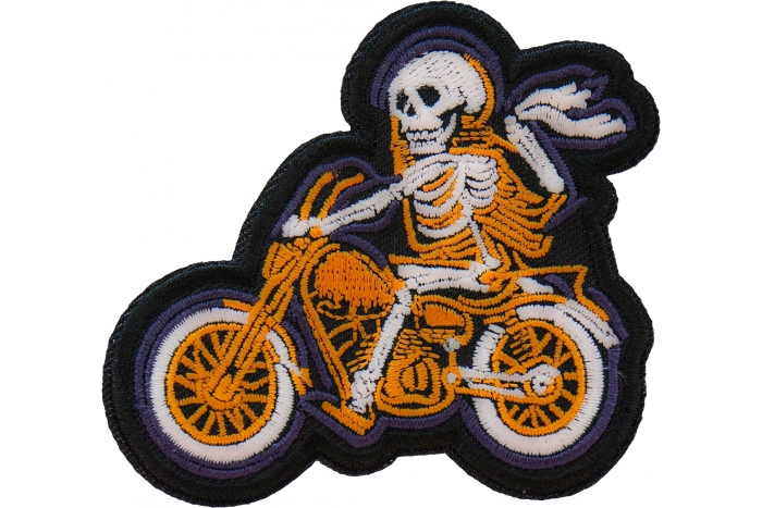 Skeleton Biker on Motorcycle Patch